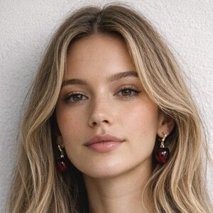 NWT Red Apple Drop Earrings with Gold Details